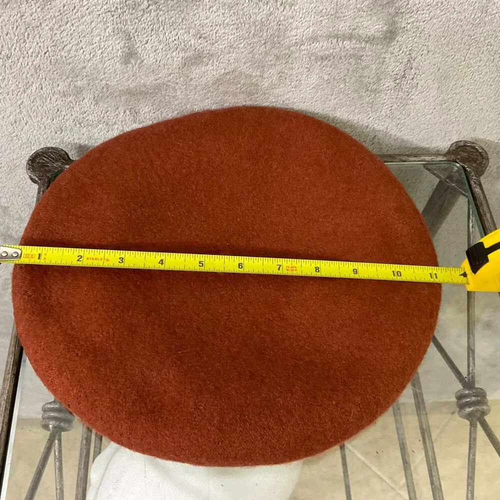 Wool Beret Hat Classic French Parisian Artist Style Felt Winter Cap OSFM Rust